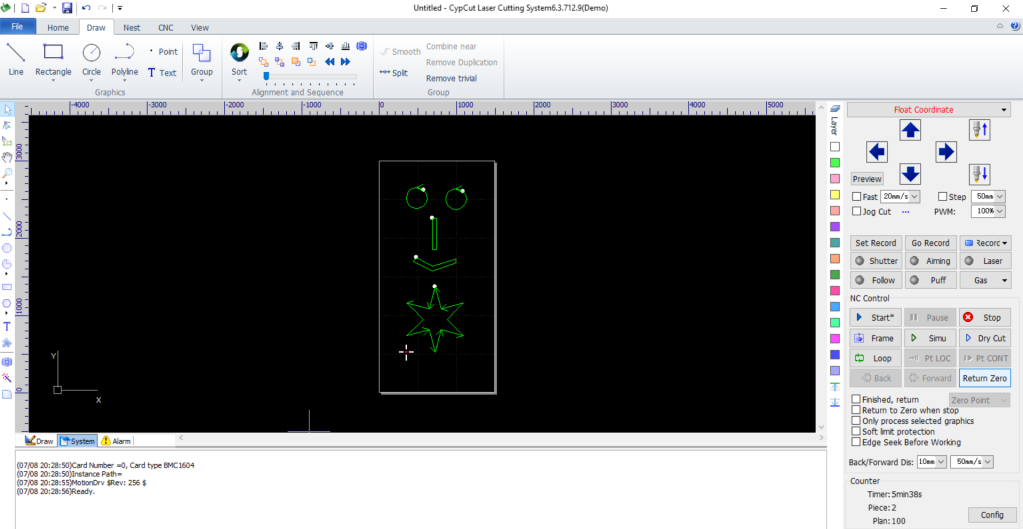 Phần mềm cypcut laser cutting system vẽ hình