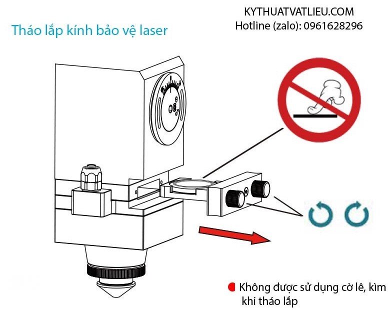 Tháo lắp kính bảo vệ laser